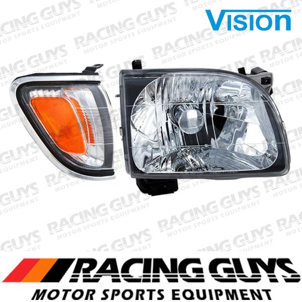 Rt passenger head light clear lense rh corner +brt bezel 01-04 toyota tacoma