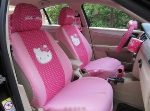 10pcs rose universal hello kitty car seat covers front rear cover accessory set