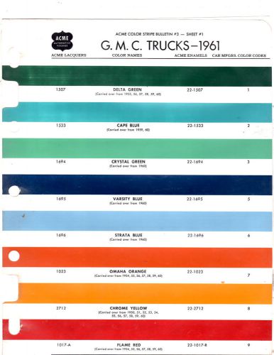 1954 1955 1956 1957 19578 1959 1960 1961 gmc truck paint chips 61 acme 6