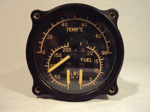 Wwii electric auto-lite co. aircraft oil temp fuel indicator gauge / gage 9779-a
