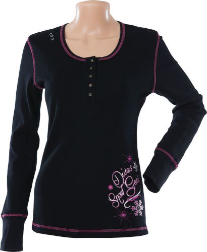 Divas 67603 henley thermal shirt black x-large