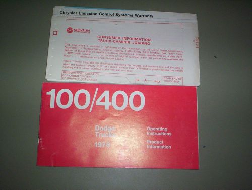 1978 dodge truck 100/400 operating instructions owners manual and other info