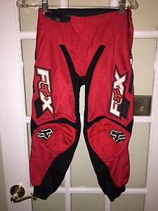 Fox racing motocross dirt bike pants youth 10 26 red black white