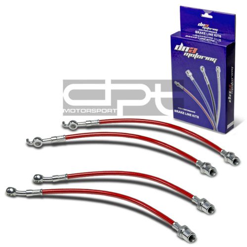 4pc full f+r stainless steel hose brake line 01-05 lexus is300 altezza xe10 red