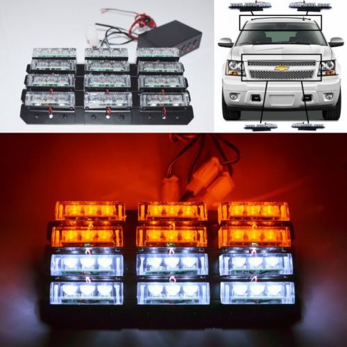 36 amber/white led emergency hazard warning strobe flashing light new 12v n