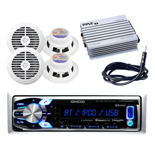 Kenwood usb/aux ipod input marine receiver, 400w amp, antenna, 2 marine speakers