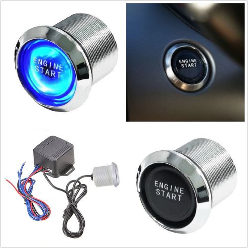 Blue led universal fit car engine start push button switch ignition starter kit