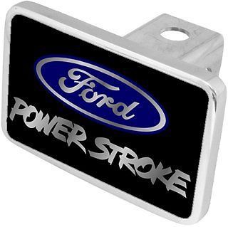 Ford powerstroke logo and word on xl hitchplug