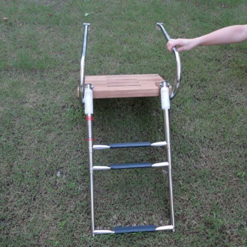 3 steps two handrails teak inboard swimming platform ladder 304 s.s boat hot