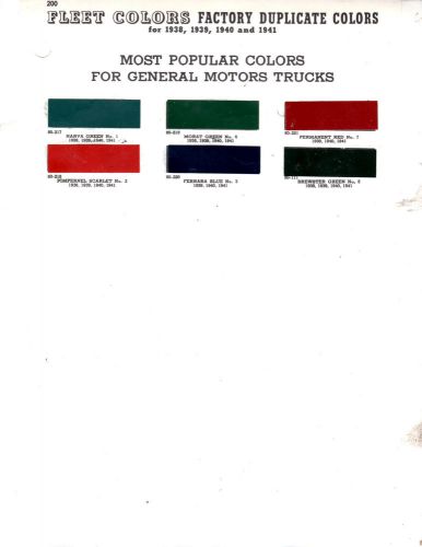 1938 1939 1940 1941 1942 1946 1947 1948 1949 - 1952 gmc truck paint chips 6pcms3