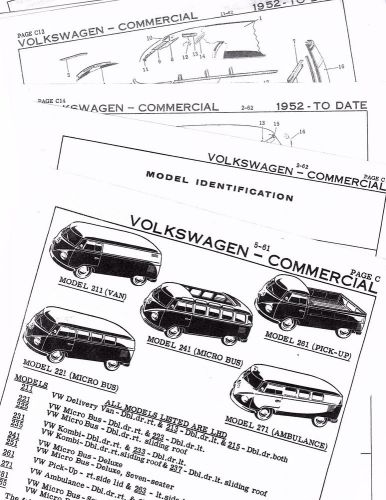 1952 1953 1954 1955 1956 1957-1960 volkswagen vw type 2 crash sheets mfre3 16pgs