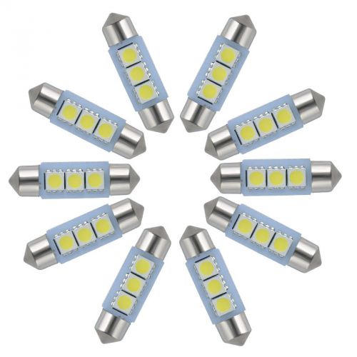 10pcs 36mm 3led 5050 smd festoon dome interior 12v car led light bulb lamp white