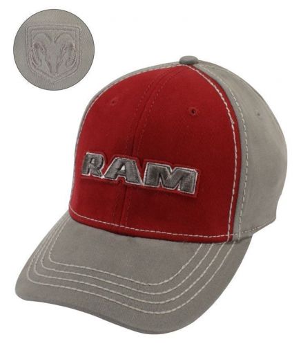 New maroon / gray dodge ram 3d structured 2 toned stretch fit hat / cap!