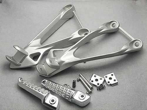 Chrome silver rear rider foot pegs footrest&amp;bracke for kawasaki zx6r 2005-2008