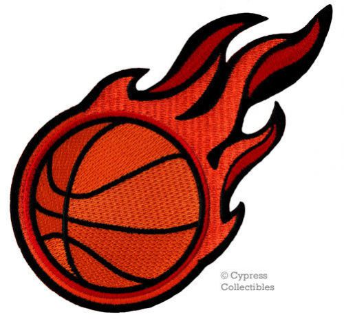 Basketball flames biker patch new embroidered souvenir iron-on flaming applique