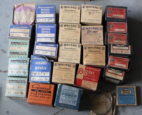 Lot of 25 vintage piston rings sets, international,wausau,blackhawk &amp; more nos