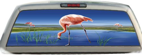 Flamingos pink #02 rear window graphic tint truck stickers decals