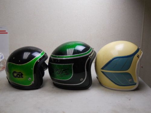 Vintage artic cat metalflake helmets, lot of 3 helmets. nice designs.    av