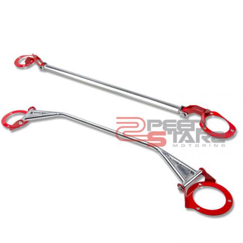 For 02-07 wrx/sti aluminum front+rear upper strut tower tie bar+red brackets