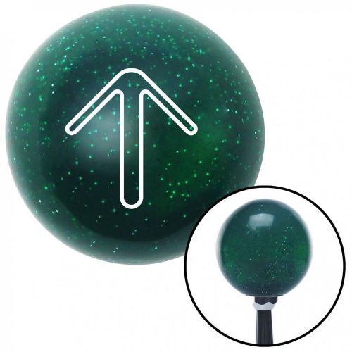 White pointing arrow up green metal flake shift knob with 16mm x 1.5