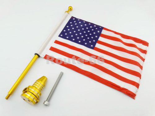 Motorcycles rear side gold mount flag pole usa flag for harley hd luggage rack