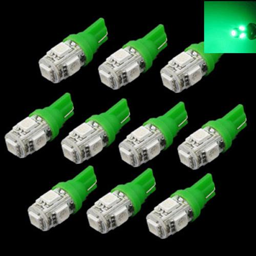 10x green t10 5smd 5050 side marker light bulbs 194 168 w5w car led wedge lamps