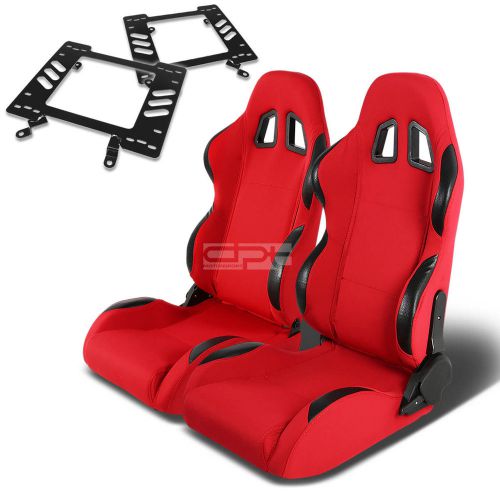 Type-4 racing seat red pvc+silder/rail+for 79-98 ford mustang bracket x2