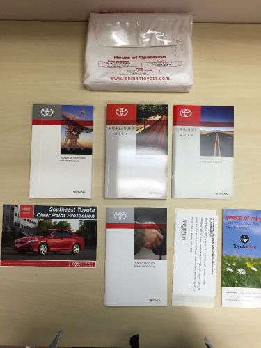 Toyota highlander 2013 genuine oem owner&#039;s manual with supplements + case