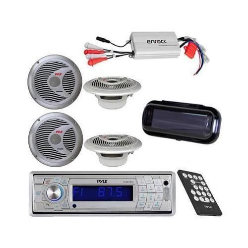 New marine boat cd sd usb player +wireless bluetooth /cover 800w amp +4 speakers