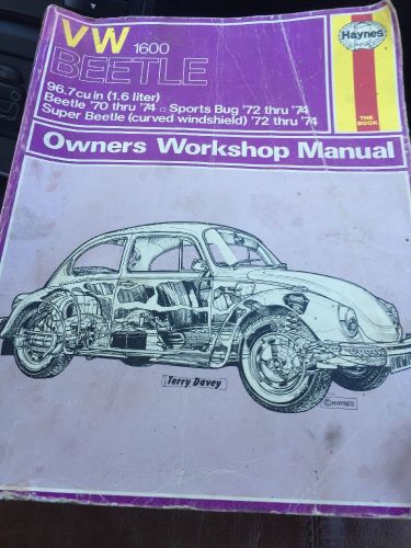 Vw beetle 70&#039; -74&#039; owners manual haynes