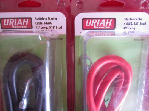 Battery cables starter red 49&#034; switch to starter black 43&#034; nip lot of 2 uriah