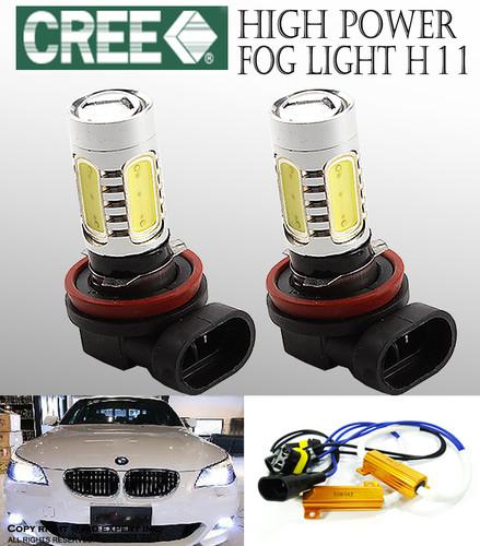 Tmz pairs h11 cree led high power projector bulbs drl fog light bulbs+ cable ik1