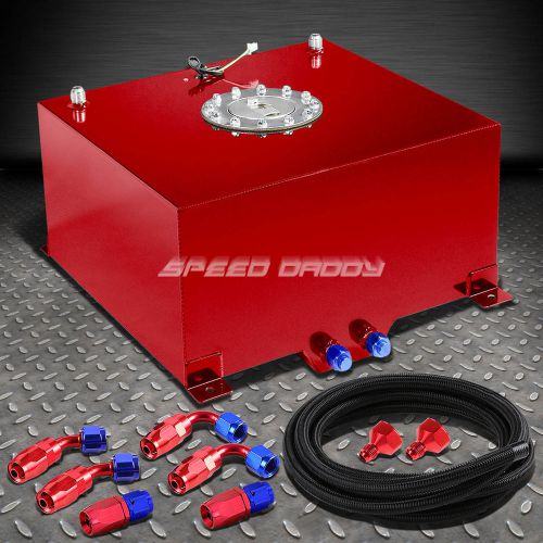 10 gallon/38l red aluminum fuel cell gas tank+level sender+nylon fuel line kit