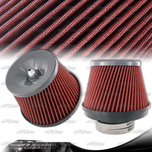 Red cotton gauze 3&#034; spiral tapered air intake filter carbon fiber style top