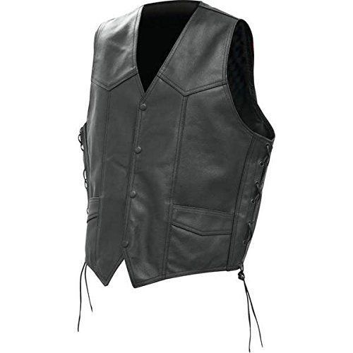 Men&#039;s buffalo leather classic motorcycle biker vest sizes medium- 3x bkvslb