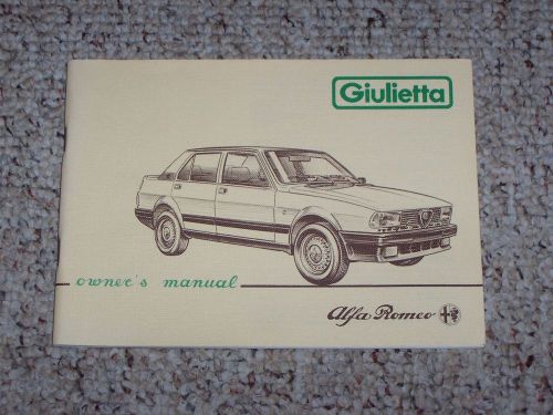 1984 alfa romeo giulietta 1.6 1.8 2.0 original owners owner&#039;s user manual rare!