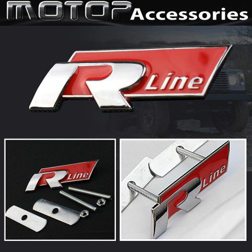 R-line logo 3d metal r line racing front hood grille badge emblem