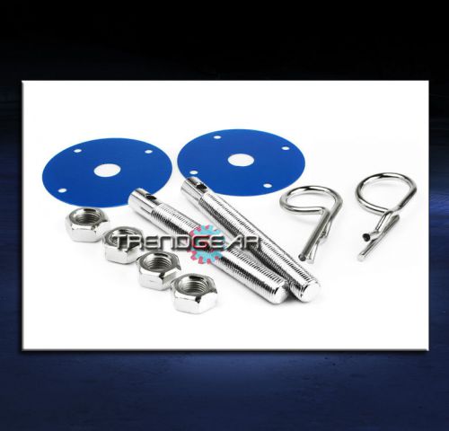 Universal racing hood pin lock kit jdm blue acura audi bmw cadillac chevy pickup