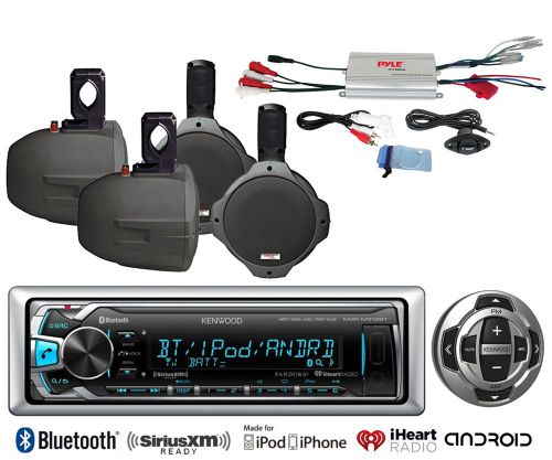 4 channel marine amplifier,6.5&#034;wakeboard speakers,bluetooth usb aux radio/remote