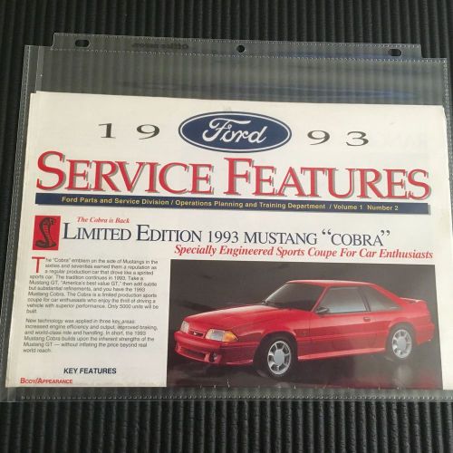 1993 service features bulletin! introduction of the 1993 mustang cobra.svt rare!