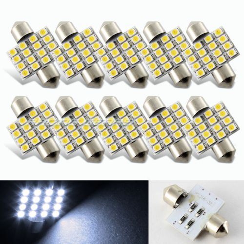 10x 34mm 16 smd white led panel interior replacement dome light festoon bulbs