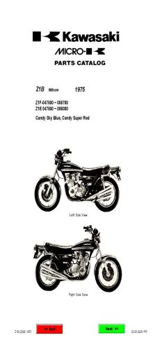 Kawasaki parts manual book 1975 z1b 900cc
