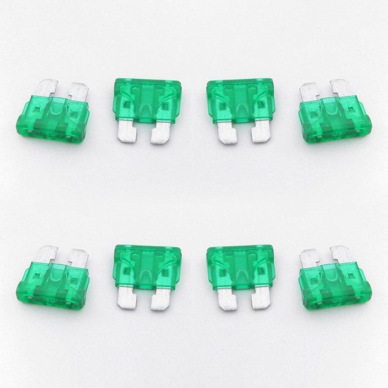 30a car truck automotive fast acting blade fuse green 8 pcs