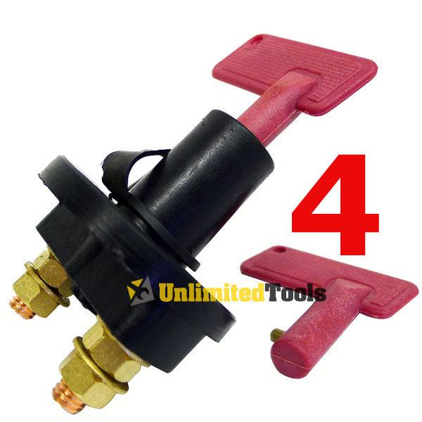 4 pcs battery disconnect kill cut off link switch car truck brass terminals hd