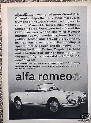 1962 62 alfa romeo original vintage ad  c my store 4more ads   5+= free shipping
