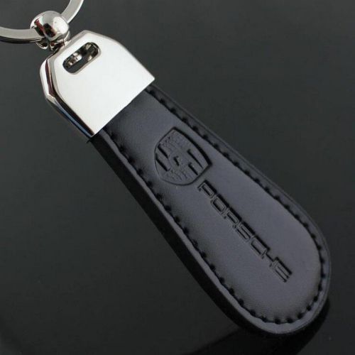 2016 new metal leather car logo key chain ring high quality keychain for porsche