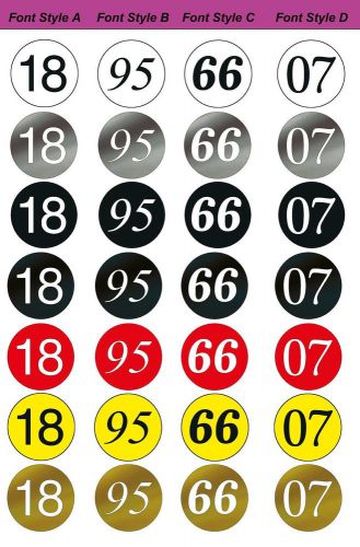 Mg 6616 series ~ racing number roundels, 16 in. diameter (4 fonts / 7 colors)