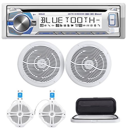 Dual mxd420bt marine/boat cd/mp3 player receiver+(2) 8&#034;+(2) wakeboard speakers