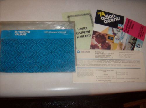 1975 plymouth duster valiant owners manual + literature original mopar