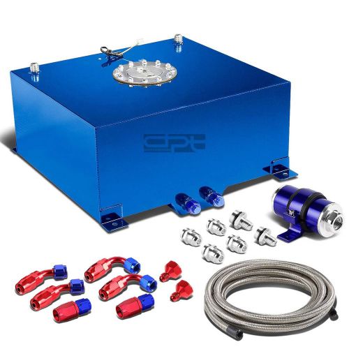 15 gallon/57l aluminum fuel cell tank+oil feed line+30 micron inline filter blue